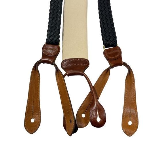 Trafalgar braided leather button end suspenders braces one size steam punk - Picture 4 of 5